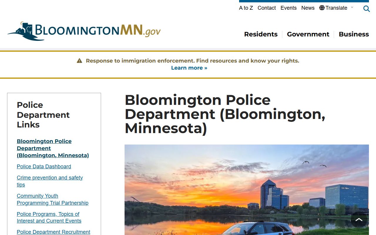 Bloomington Police Department criminal history records