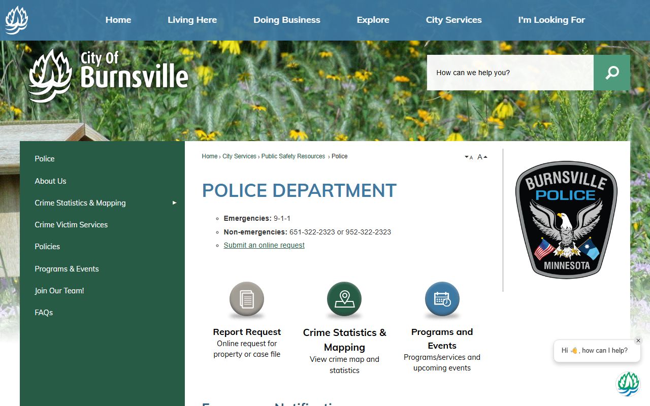 Burnsville Police Department criminal history records