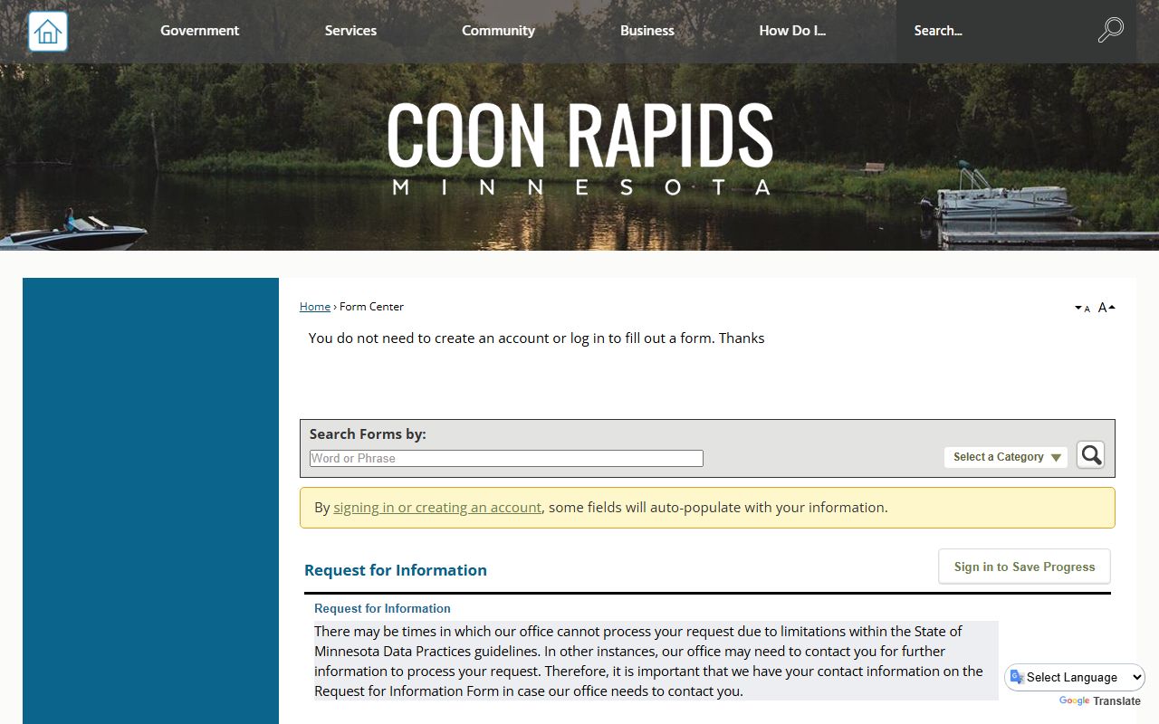 Coon Rapids criminal history records request form