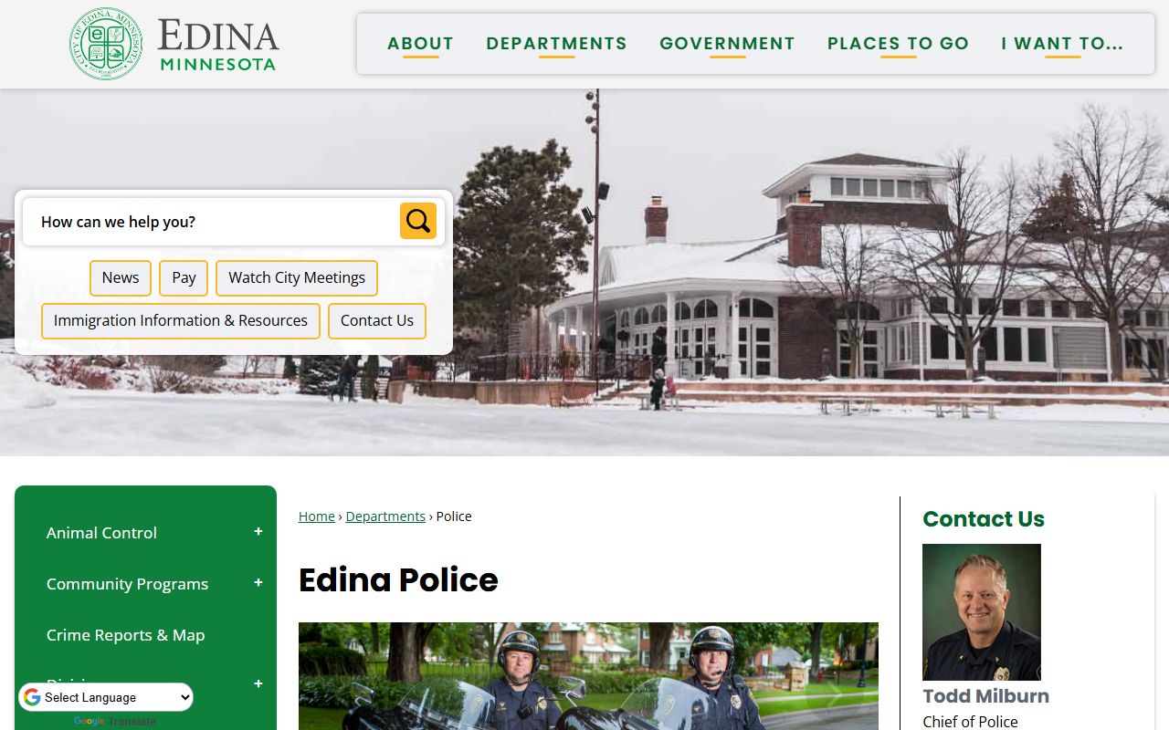 Edina Police Department criminal history records