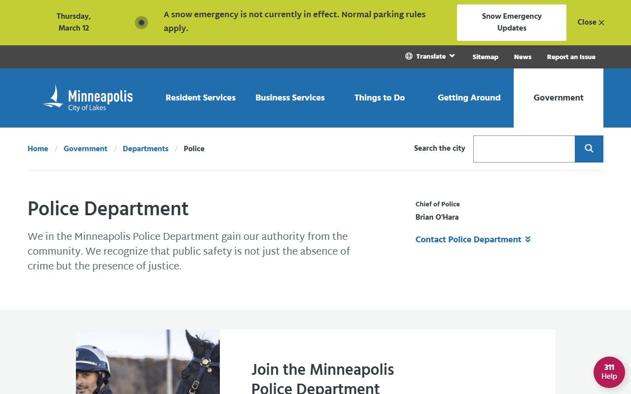 Minneapolis Police Department criminal history records
