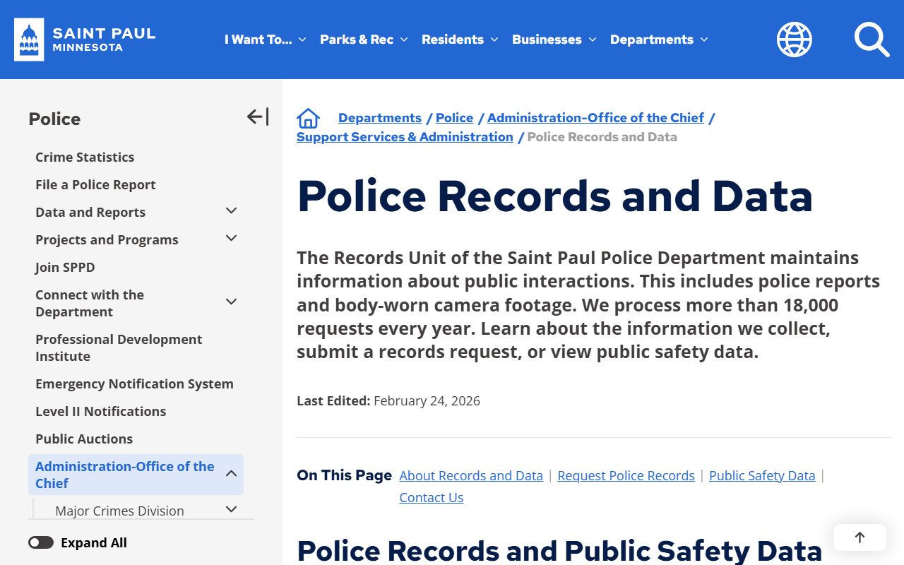 Saint Paul police criminal history records and data