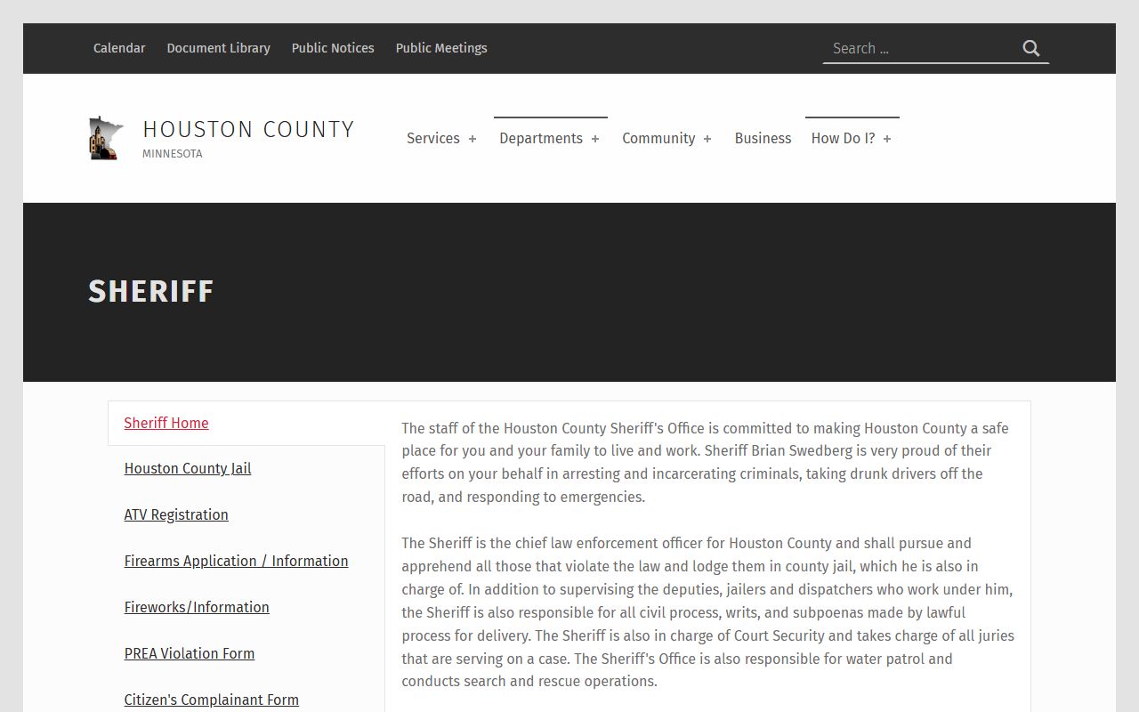 Houston County Sheriff criminal history records