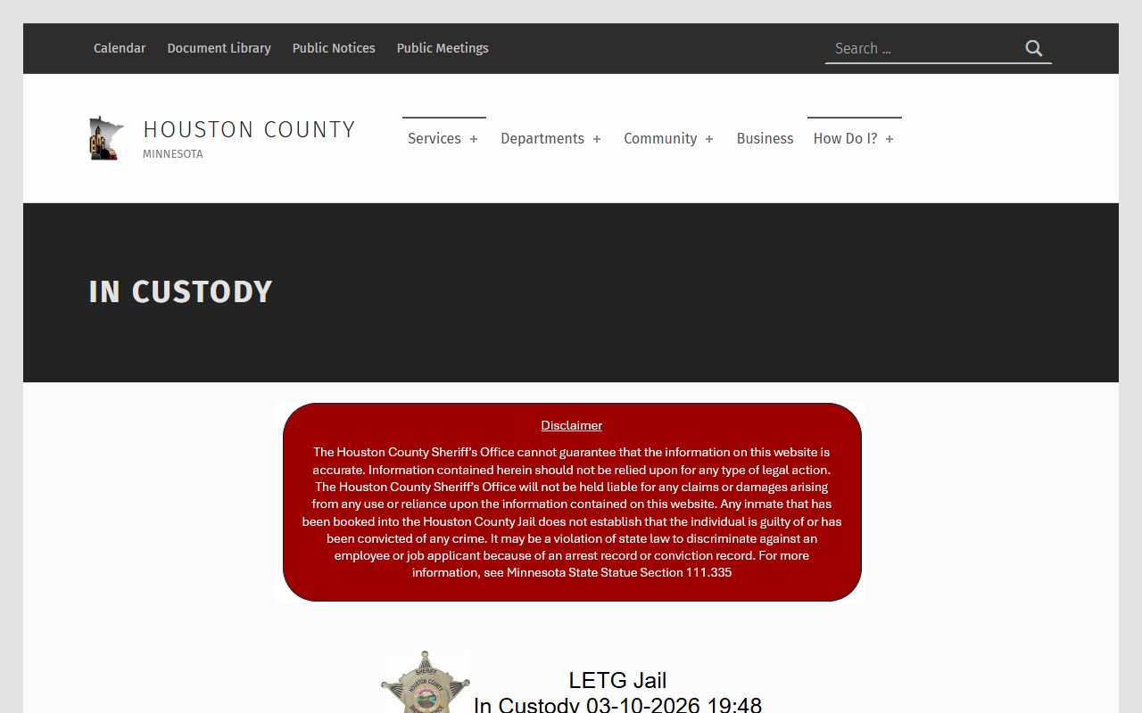 Houston County jail in-custody list criminal history