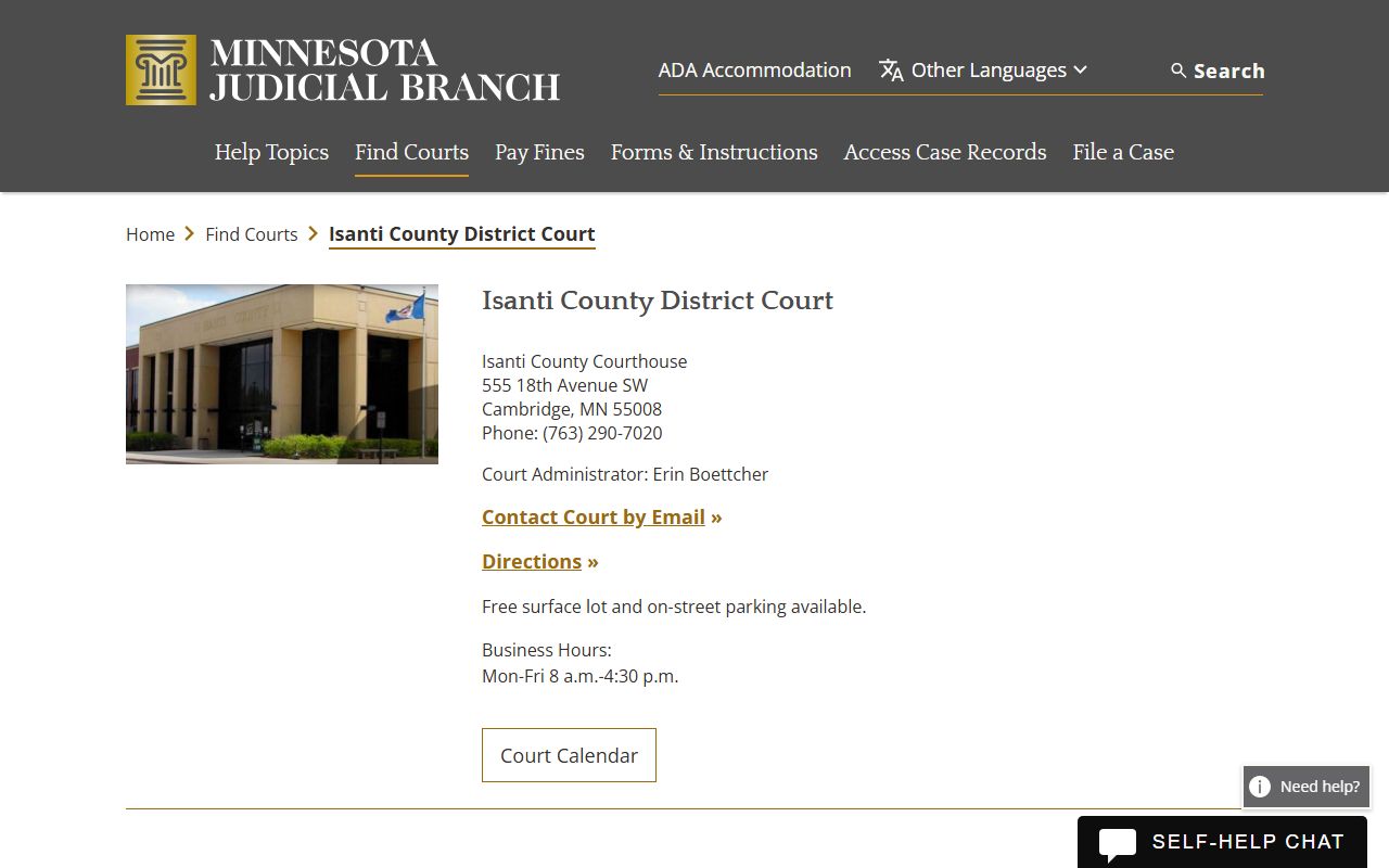 Isanti County District Court criminal history records