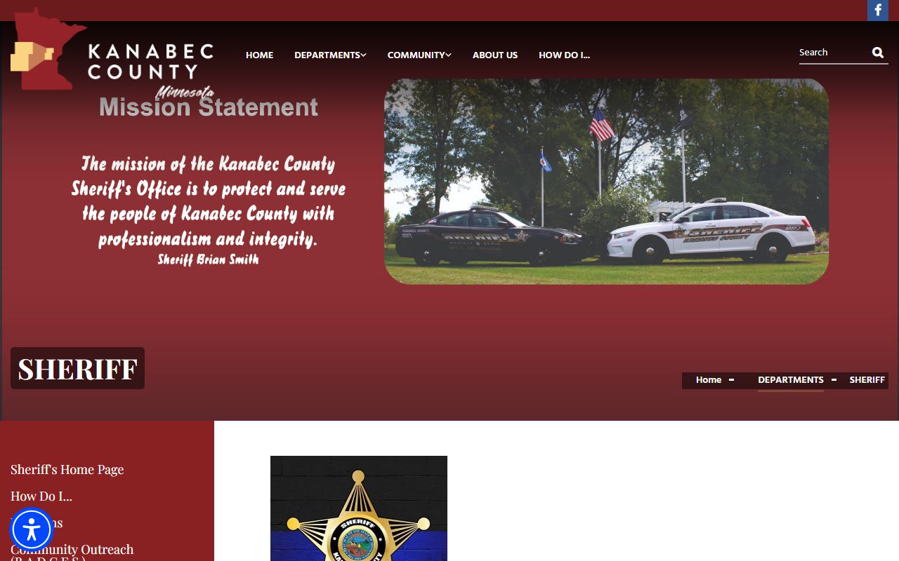 Kanabec County Sheriff's Office page for criminal history records