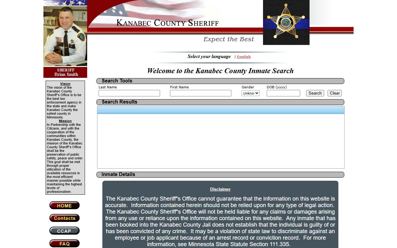 Kanabec County inmate locator jail roster for criminal history and custody status
