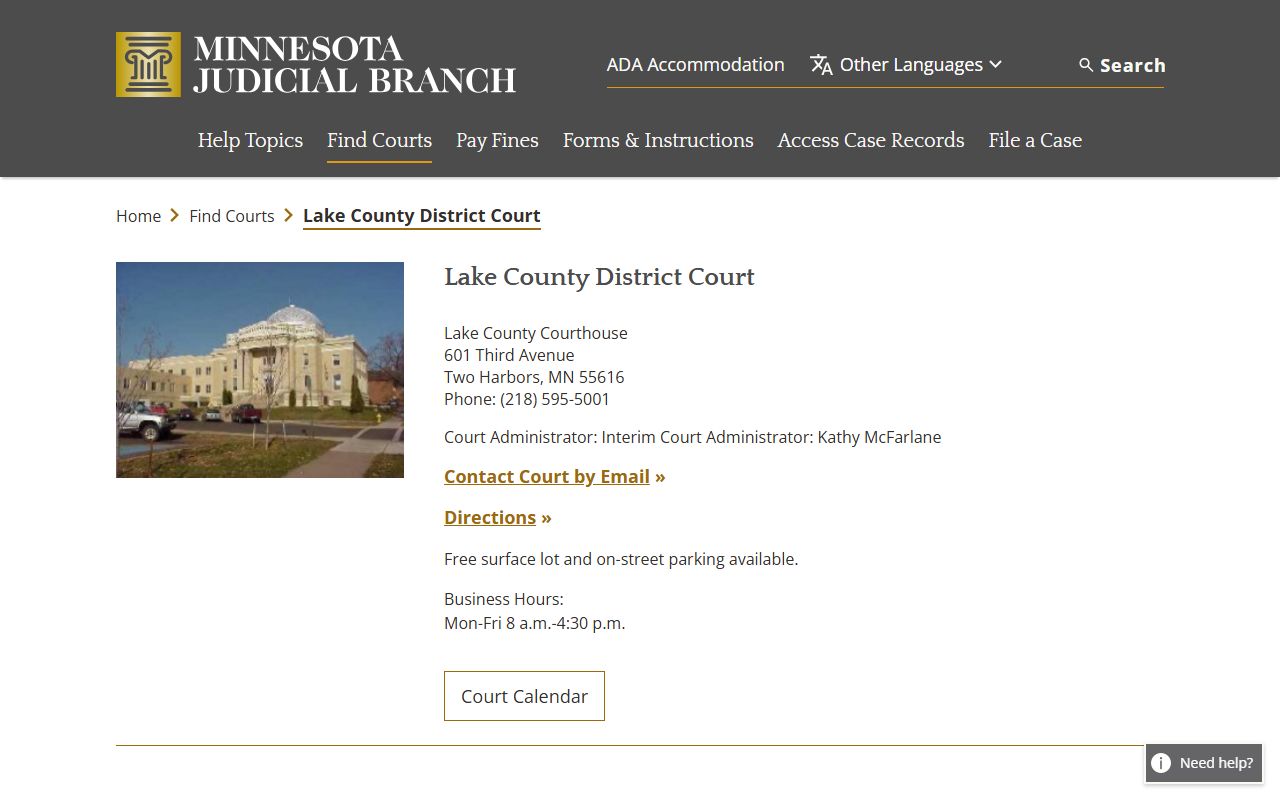 Lake County District Court criminal history information