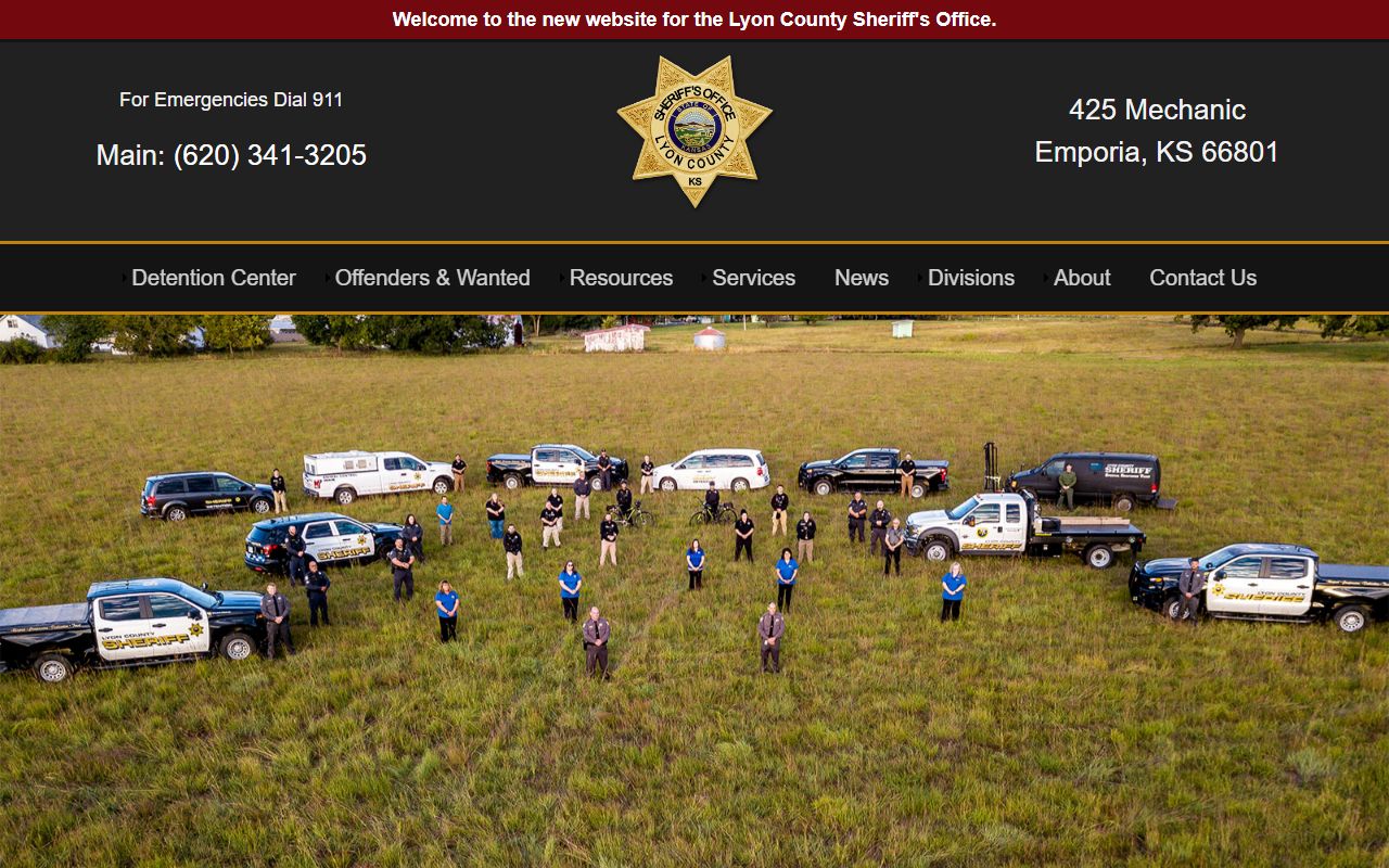 Lyon County Sheriff's Office website for criminal history and law enforcement contact