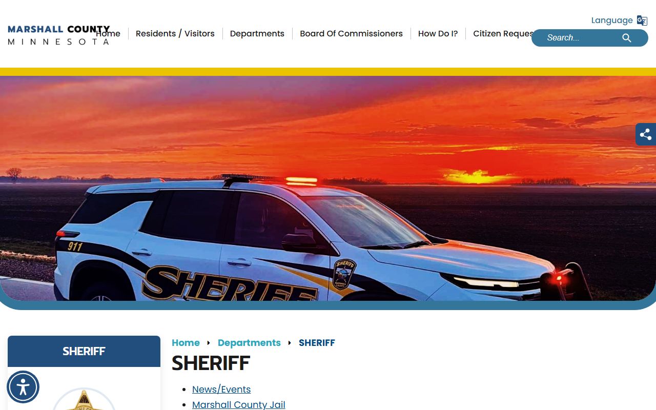 Marshall County Sheriff's Office website for criminal history records