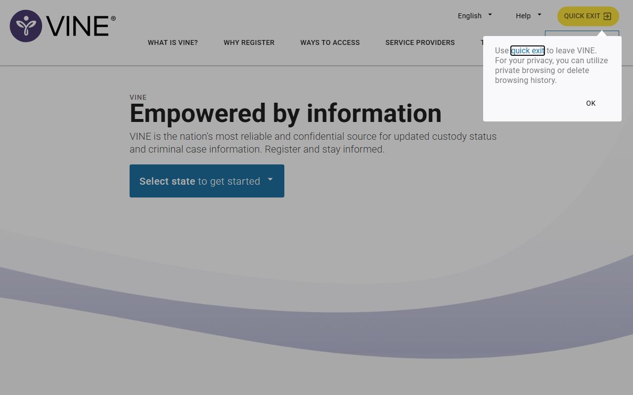 VINE Link custody tracking for Mille Lacs County criminal history and inmate status