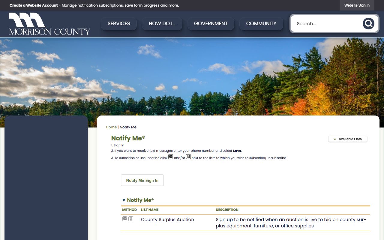 Morrison County Sheriff's Office page for criminal history records in Little Falls Minnesota
