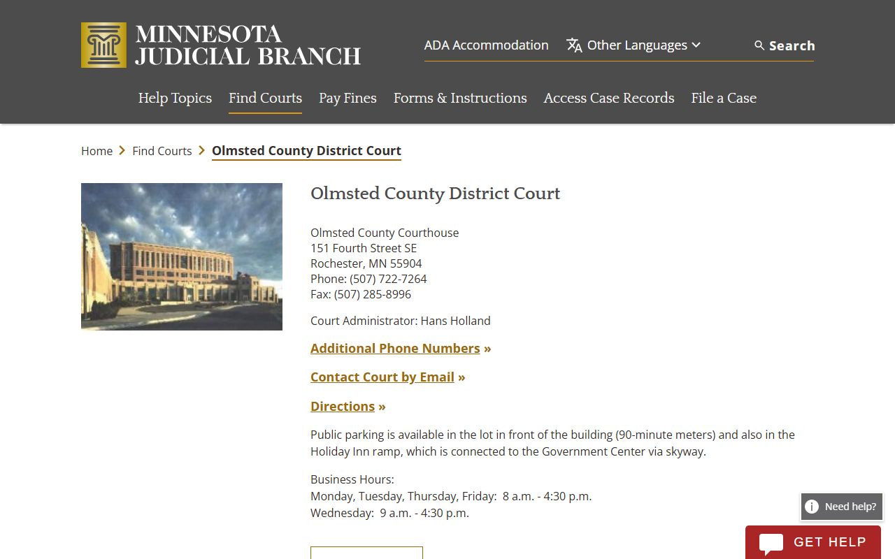 Olmsted County District Court criminal history records