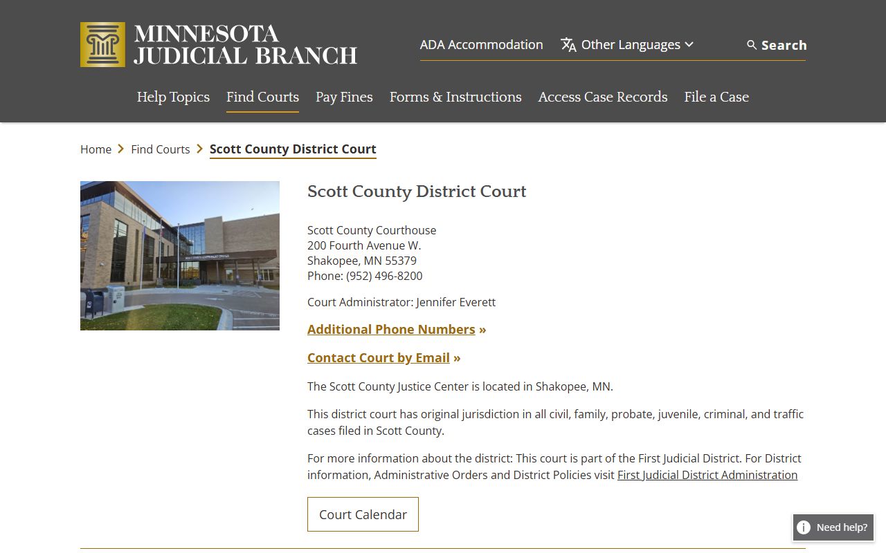 Scott County District Court criminal history records