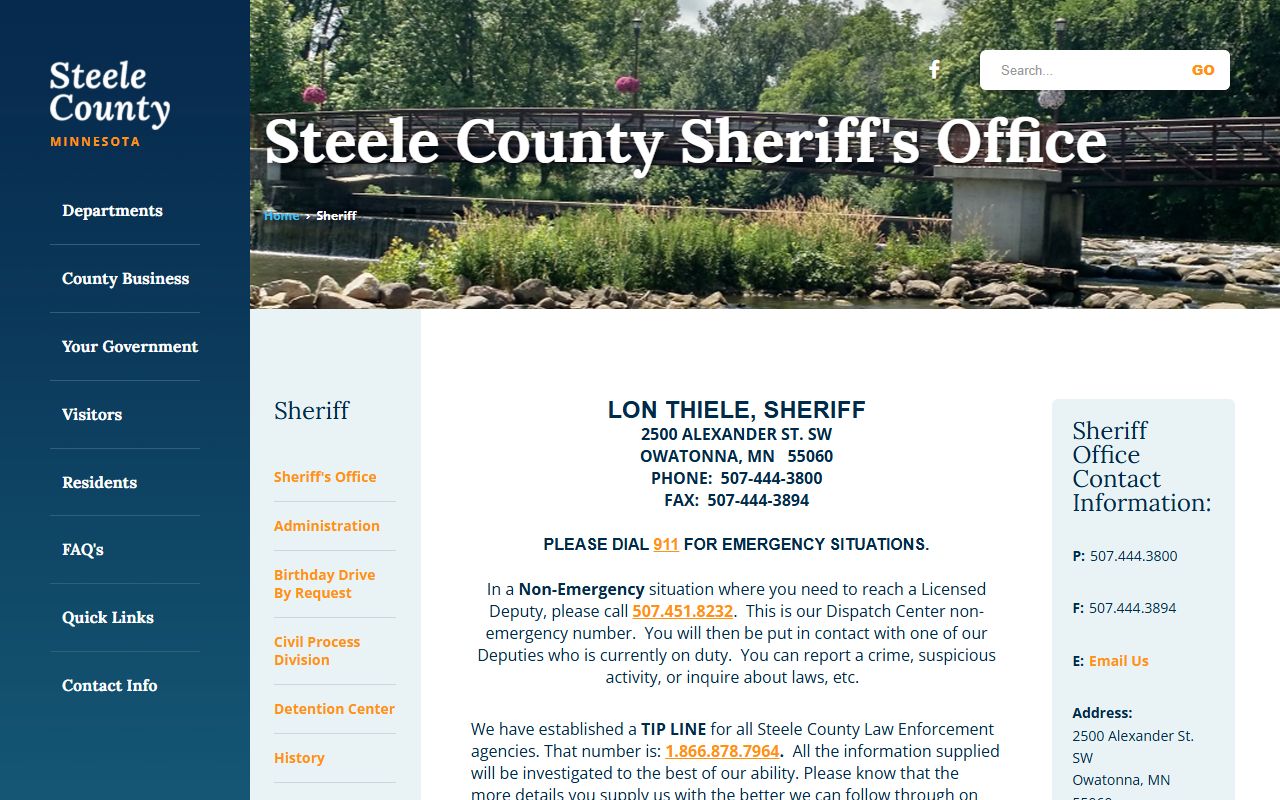 Steele County Sheriff criminal history records Owatonna
