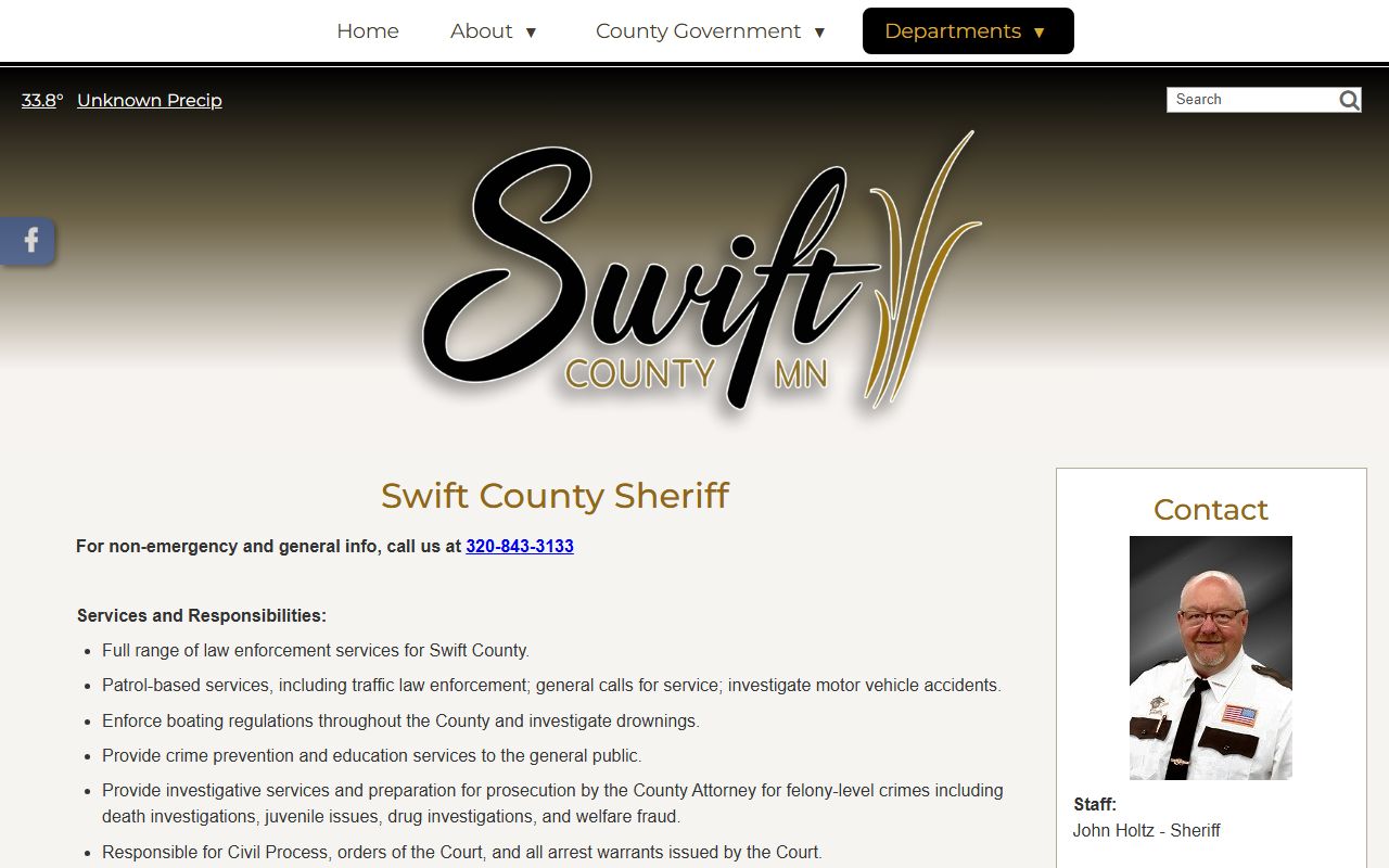 Swift County Sheriff criminal history records