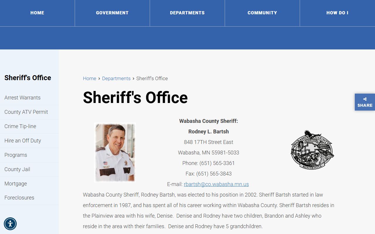 Wabasha County Sheriff criminal history records
