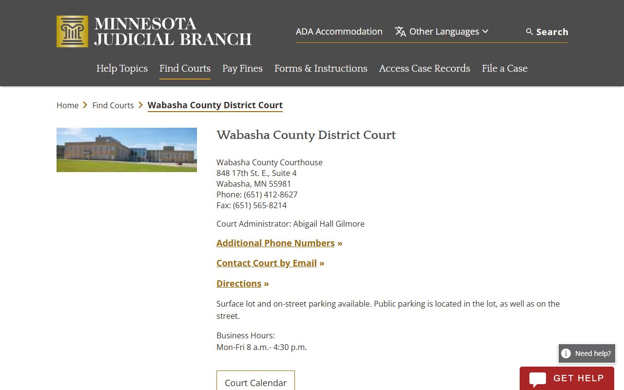 Wabasha County District Court criminal history records