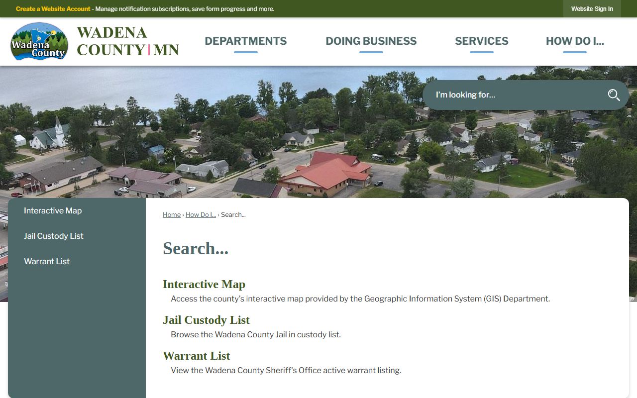 Wadena County in-custody search criminal history records