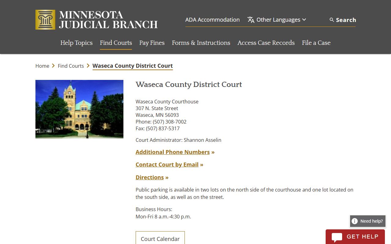 Waseca County District Court criminal history records