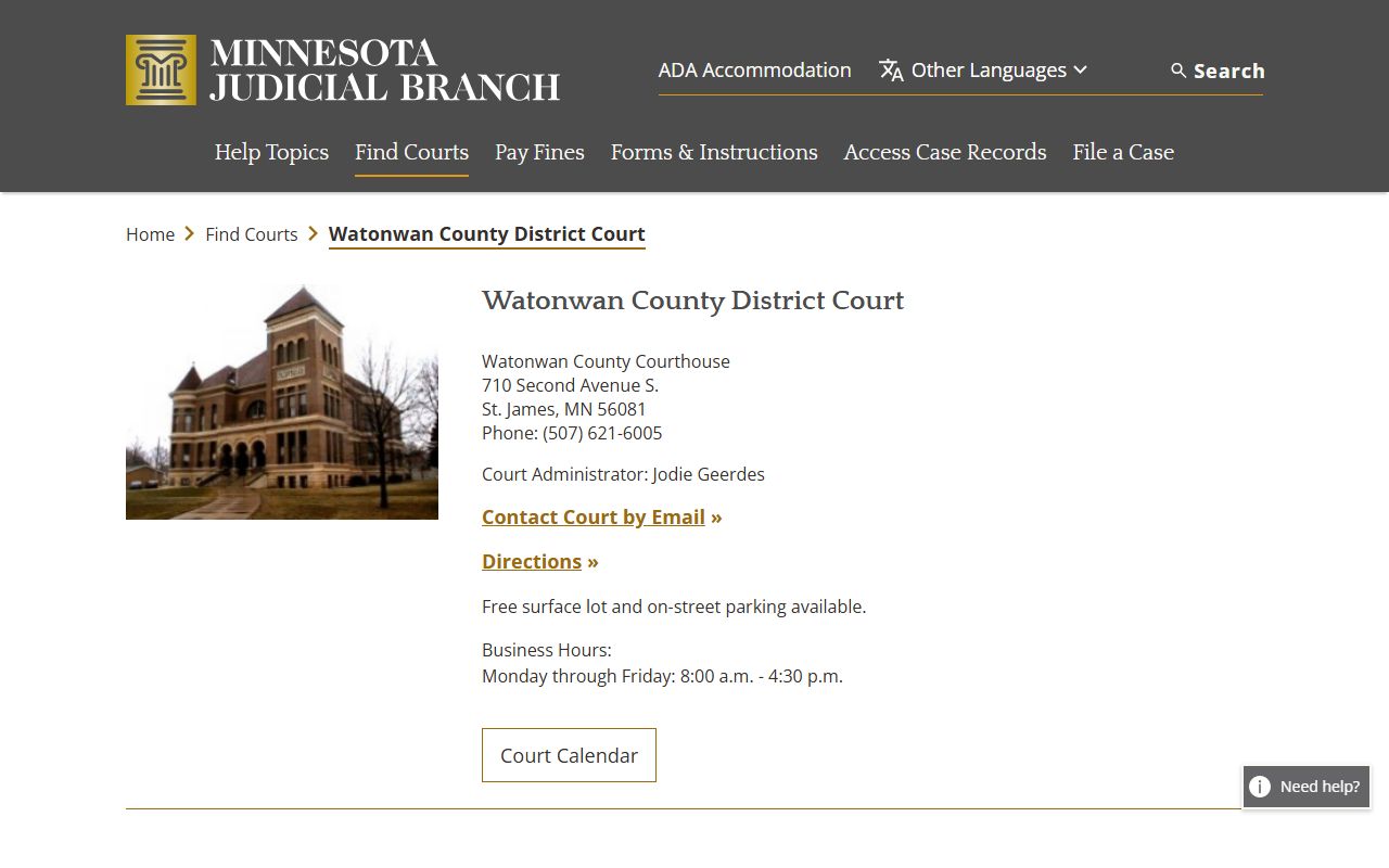 Watonwan County District Court criminal history records