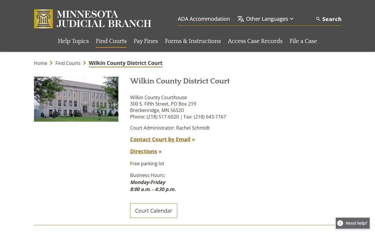 Wilkin County District Court criminal history records