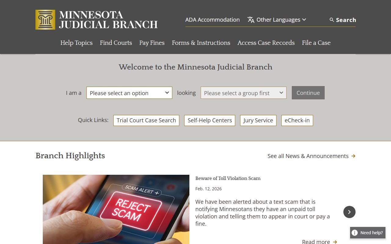 Minnesota Judicial Branch - court records criminal history access